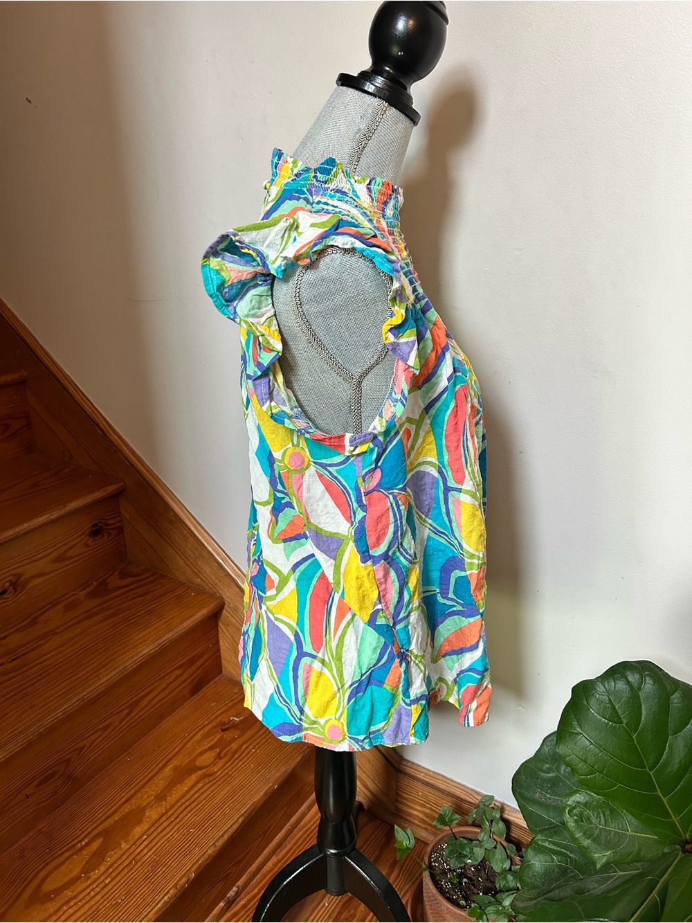 Umgee Multicolor Floral Wave Smocked Top - Picture 2 of 5